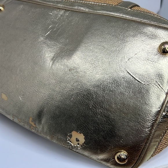 Michael Kors Straw/Gild Lame Leather Shoulder Tote with Removable Pouch - Picture 11 of 11